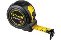 Рулетка Stayer BlackMax 10м / 25мм в ударостойком полностью обрезиненном корпусе и двумя фиксаторами