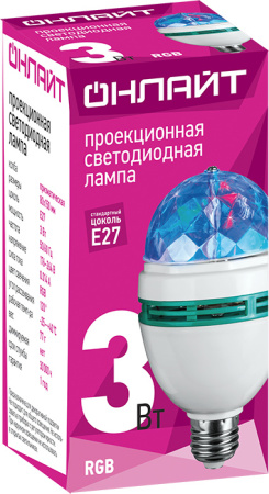 Светильник-проектор светодиод. ULI-Q301 03W/RGB/E27 WHITE VOLPE 09839