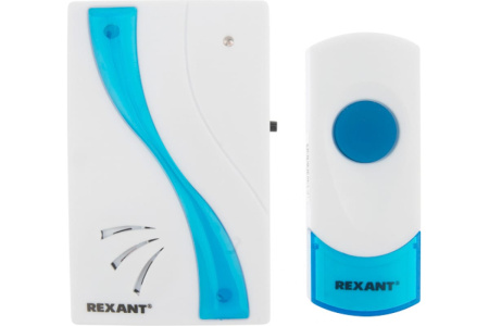 REXANT Беспроводной дверной звонок RX-2(R6х2+23Ах1), 4 ур.громк.,36 мел-й, 100м, кнопка IP64,73-0020