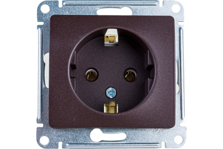 Механизм розетки 1-м СП Glossa 16А IP20 с заземл. шоколад SchE